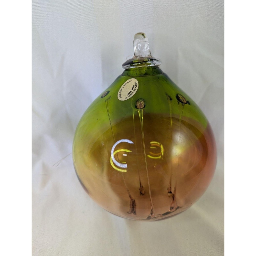 Bird Brain Hand Made Czech Glass Ornament 6 Inch Yellow